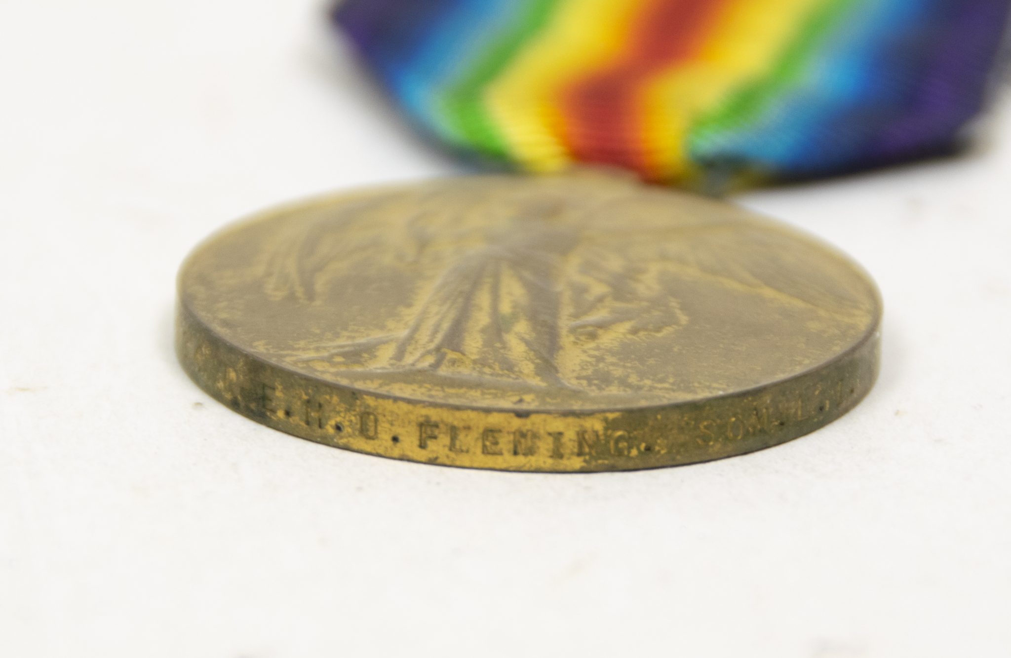 (British Army) First Day of the Somme 1 July 1916 WOUNDED - Victory medal of Private Harold O. Fleming, 8564, 1st Bn., Somerset Light Infantry - Image 7