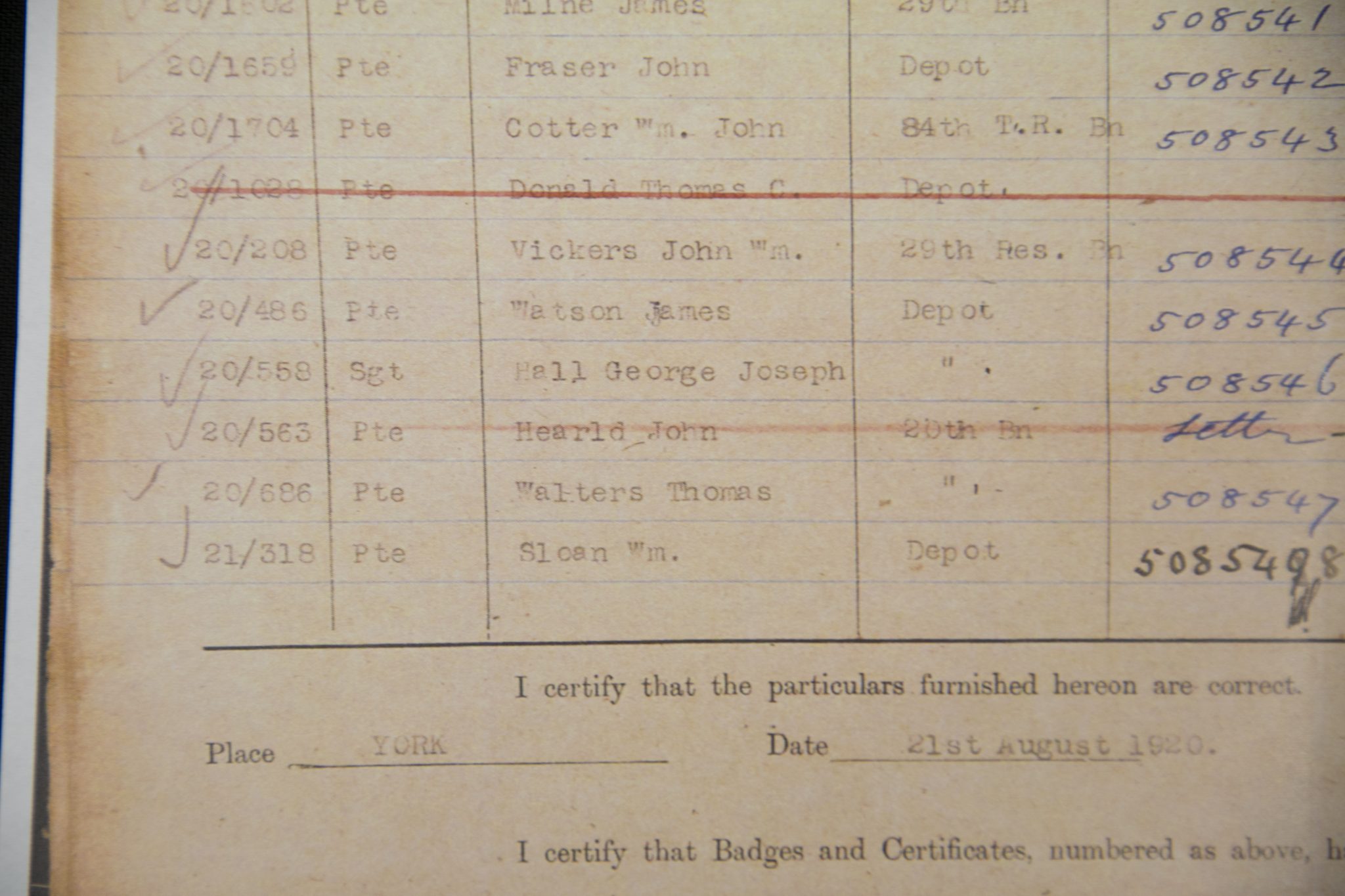 (British Army) First Day of the Somme 1 July 1916 WOUNDED - Victory medal of Private James Watson, 20/486 - Image 11