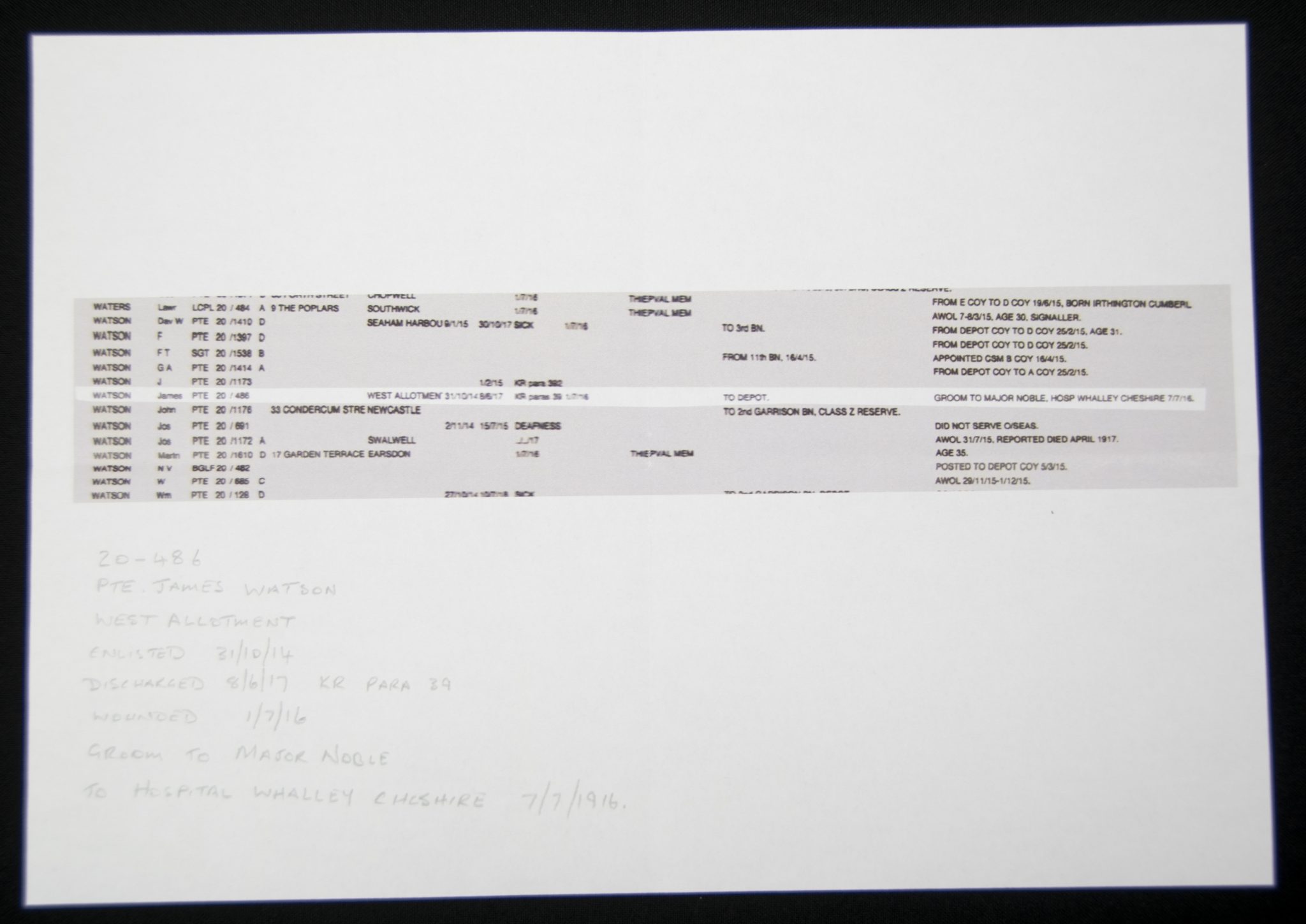 (British Army) First Day of the Somme 1 July 1916 WOUNDED - Victory medal of Private James Watson, 20/486 - Image 13