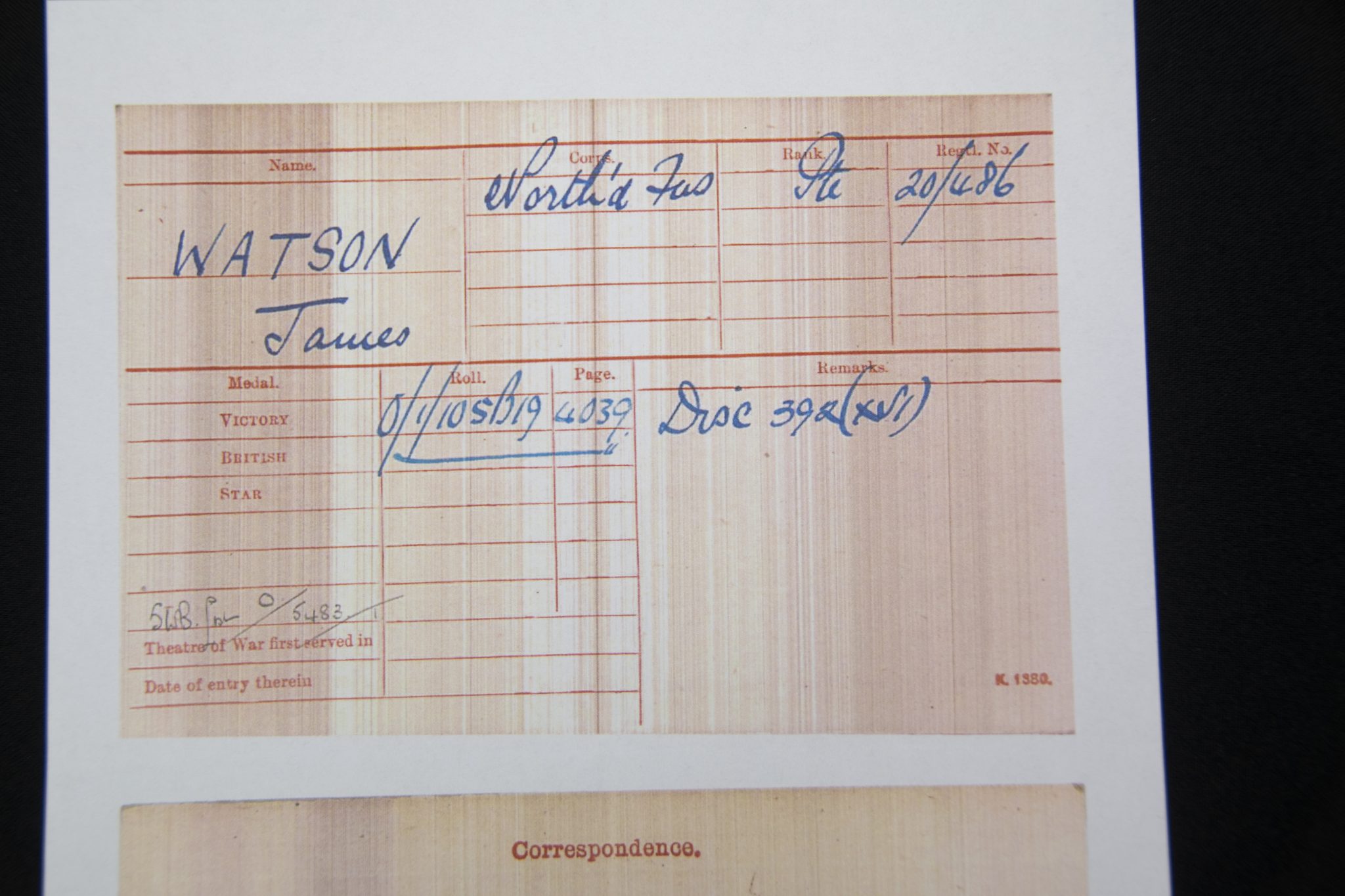 (British Army) First Day of the Somme 1 July 1916 WOUNDED - Victory medal of Private James Watson, 20/486 - Image 9