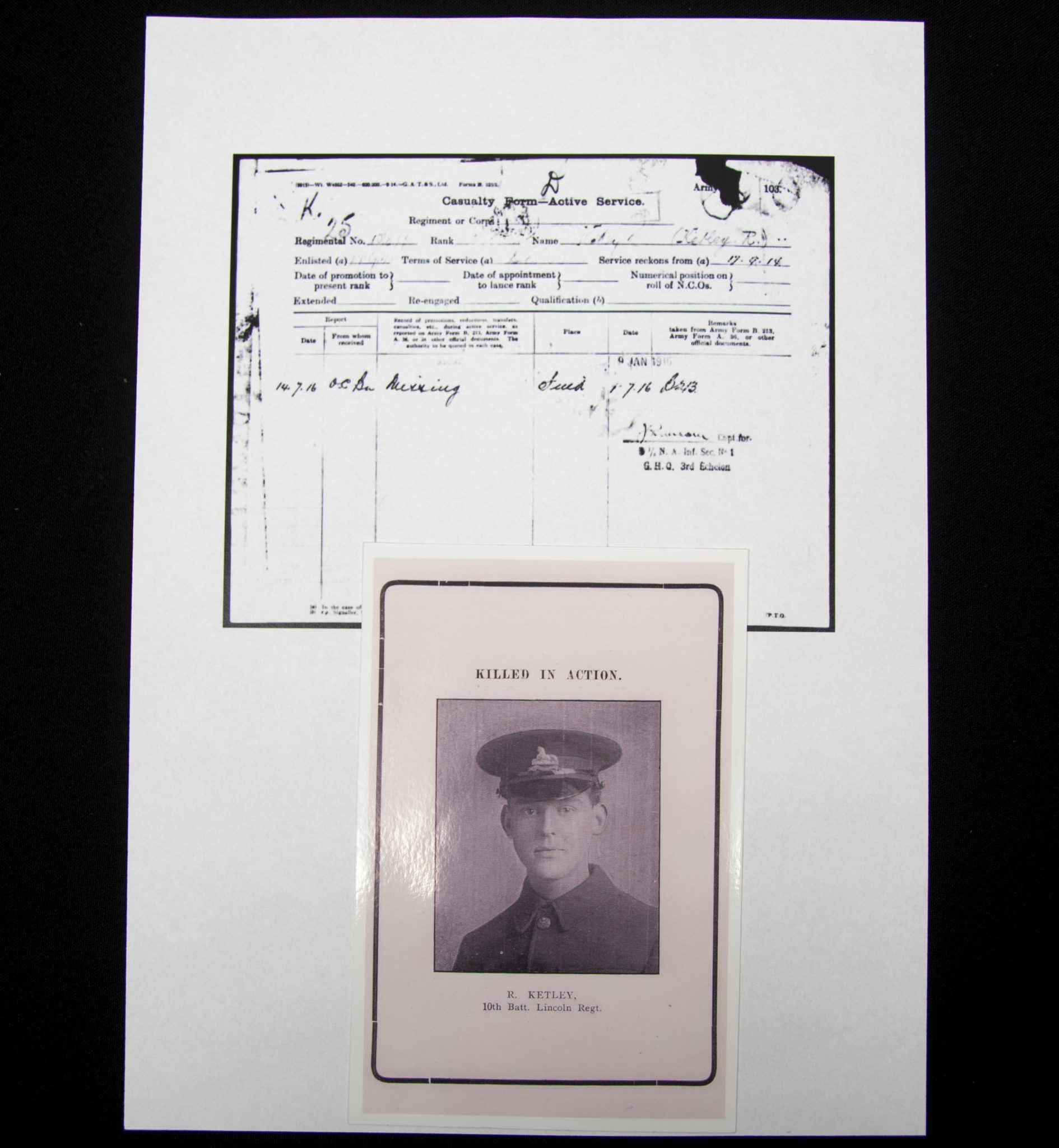 (British Army) First Day of the Somme 1 July 1916 - WOUNDED. Brittish War Medal of Private Raymond Ketley, 877, 10th Bn., Lincolnshire Regiment - Image 16