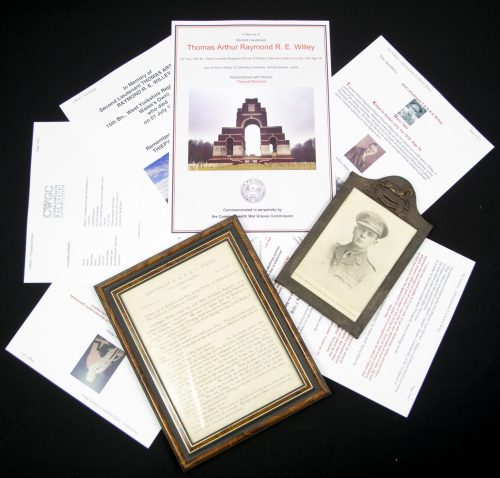 (British Army) First Day of the Somme 1 July Two commemorative frames of Thomas Arthur Raymond R.E. Willey, D Coy, 15th Bn., West Yorkshire Regiment