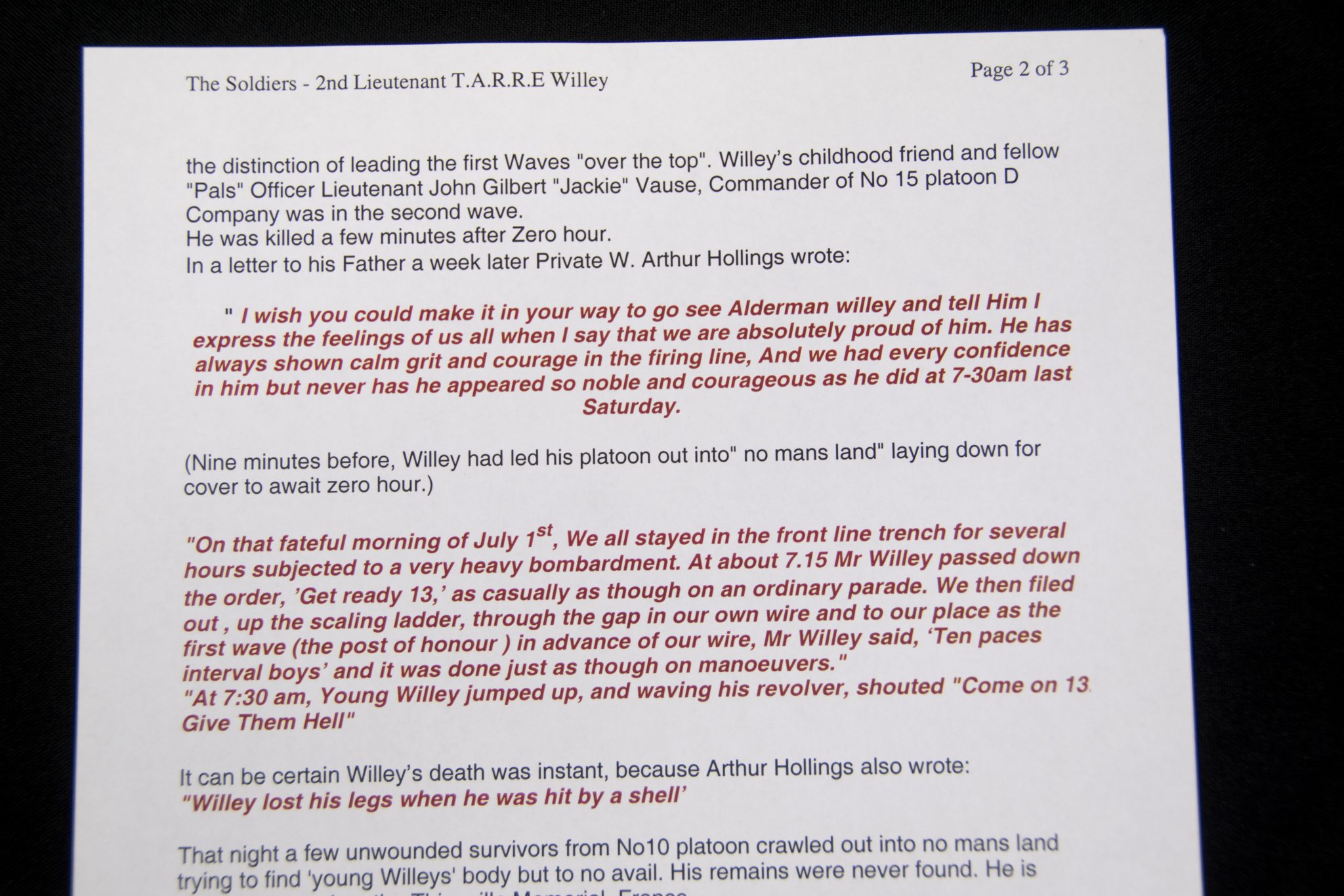 (British Army) First Day of the Somme 1 July Two commemorative frames of Thomas Arthur Raymond R.E. Willey, "D" Coy, 15th Bn., West Yorkshire Regiment - Image 22