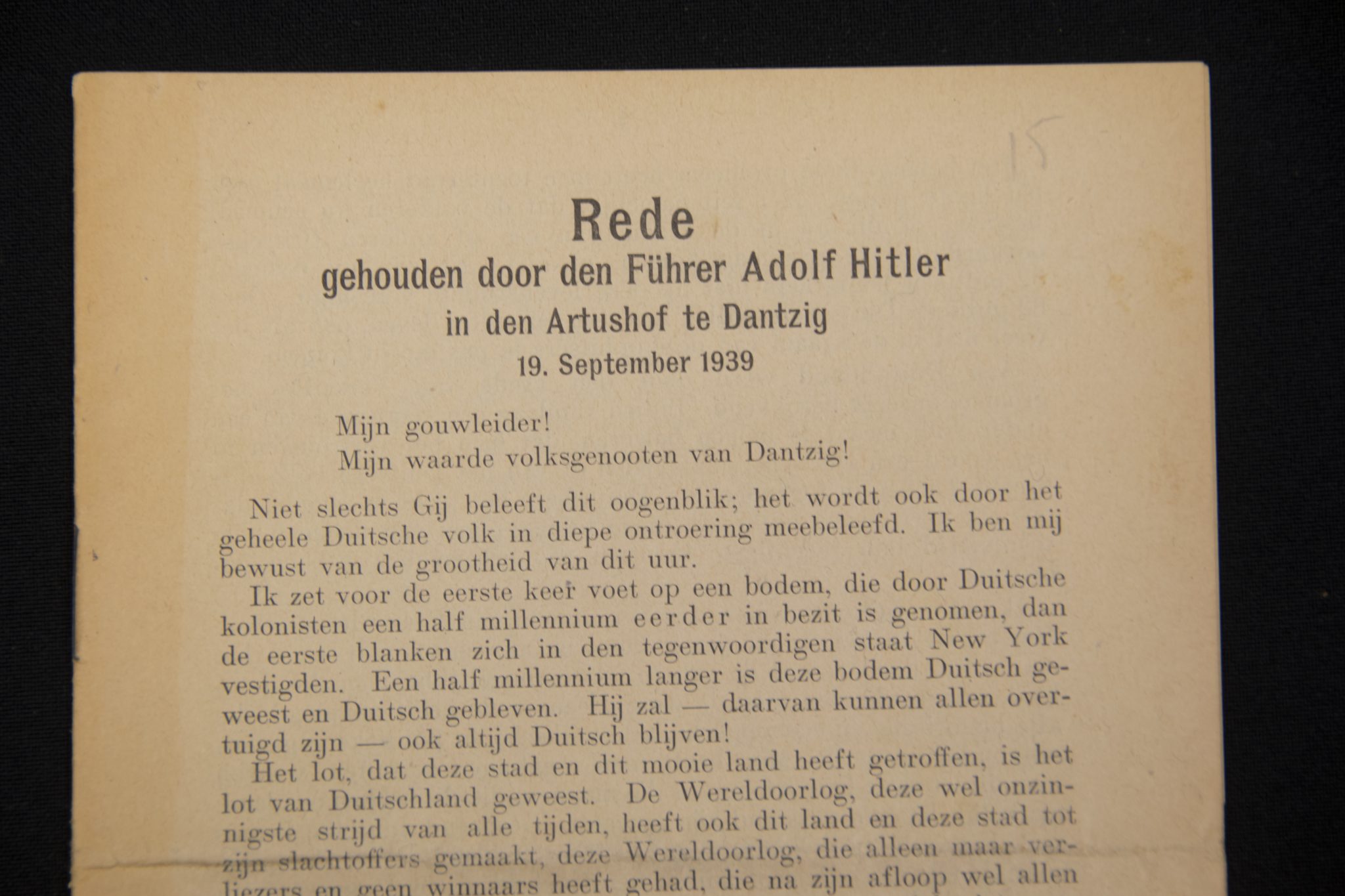 (Brochure) rede gehouden door den Führer Adolf Hitler in den Artushof te Danzig 19. September 1939 (2) (Brochure) rede gehouden door den Führer Adolf Hitler in den Artushof te Danzig 19. September 1939