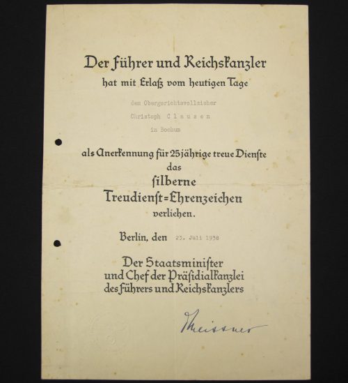 (Citation) 25 Jährige true Dienste das silberne Treudienst-Ehrenzeichen