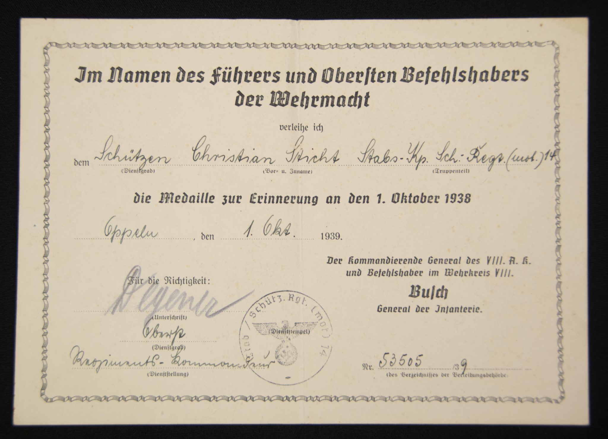 (Citation) Die Medaille zur Erinnerung an den 1. Oktber 1938 (2)