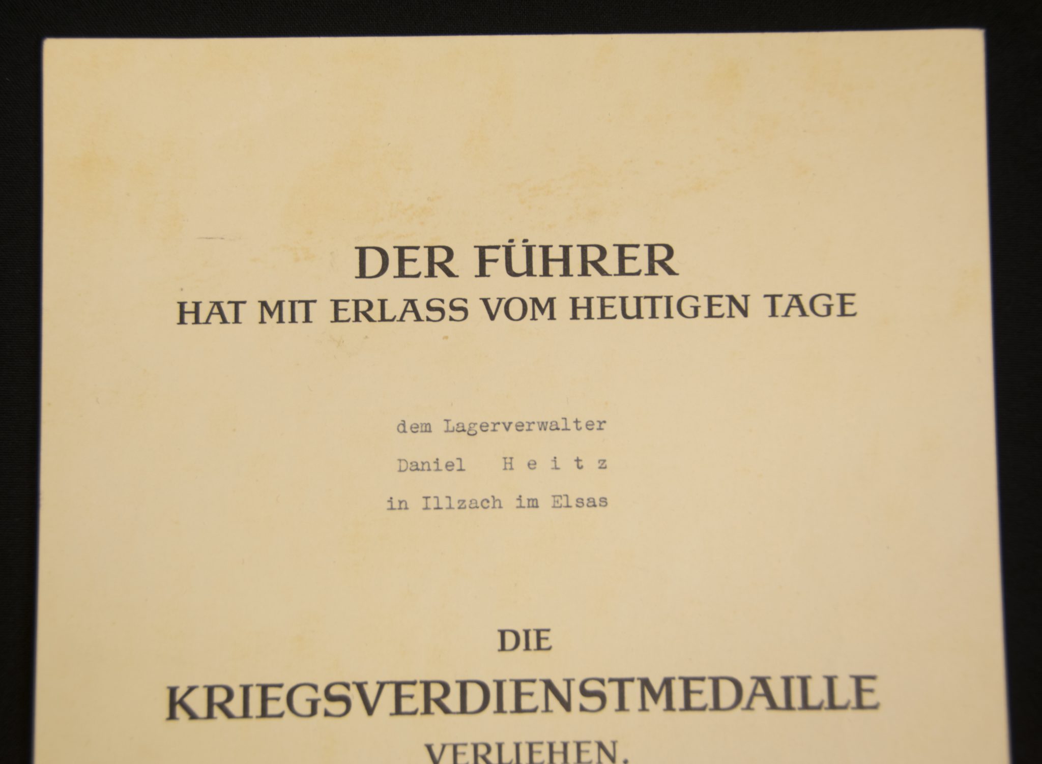 (Citation) Kriegsverdienstmedaille (1945)