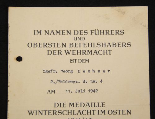 (Citation) Medaille Winterschlacht im Osten (1942)