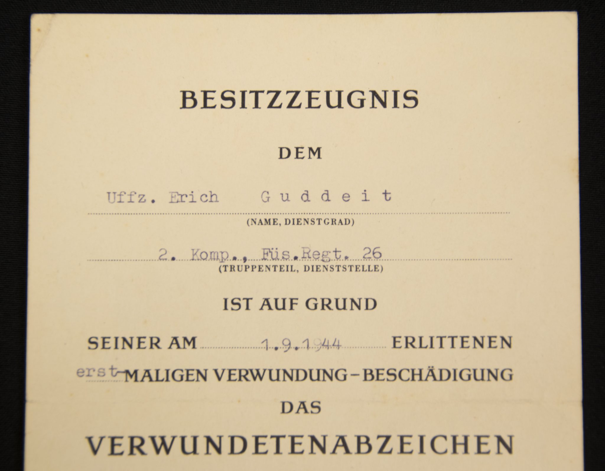 (Citation) Verwundetenabzeichen in Schwarz (1945)