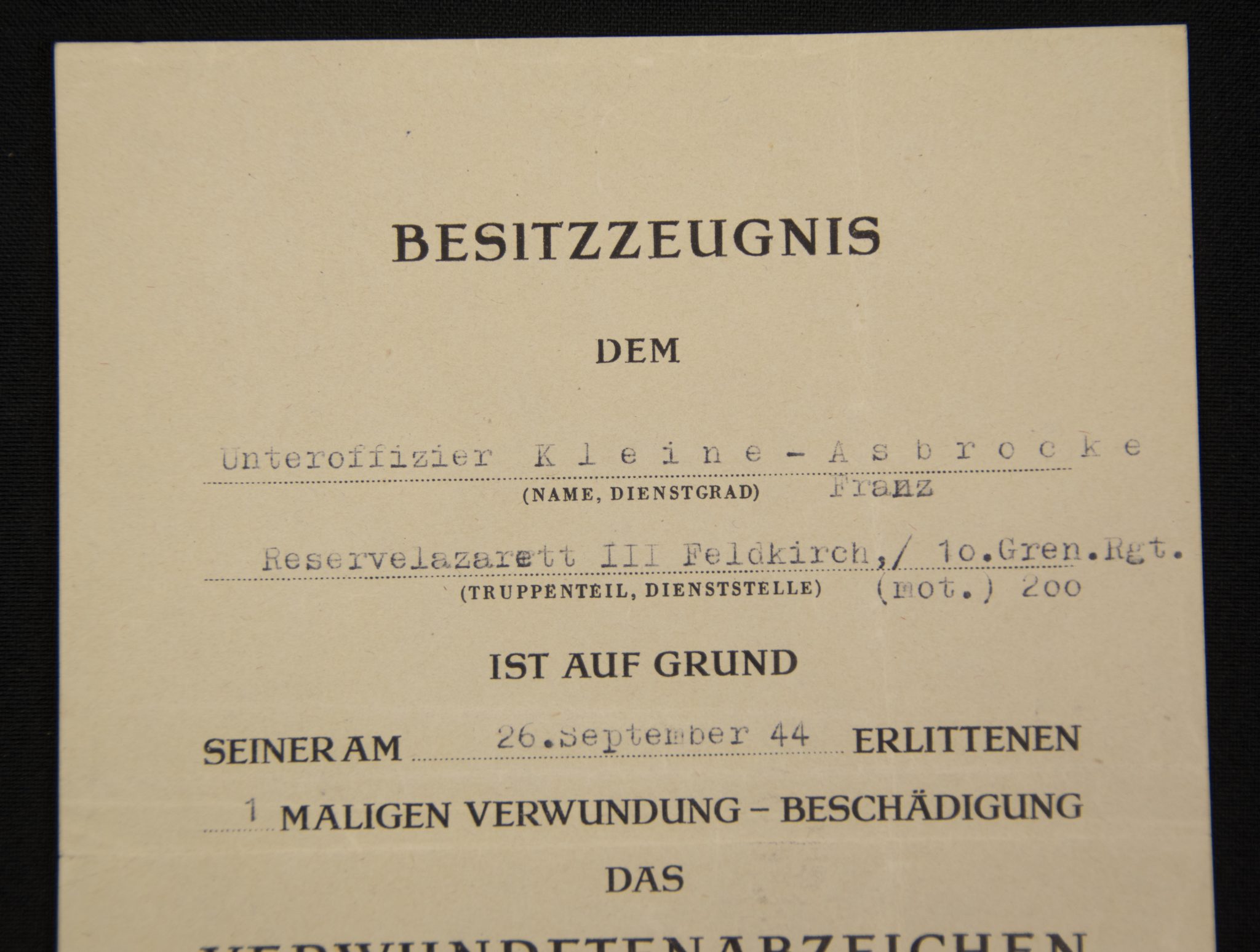 (Citation) Verwundetenabzeichen in Silber (1946) (Citation) Verwundetenabzeichen in Silber (1945)