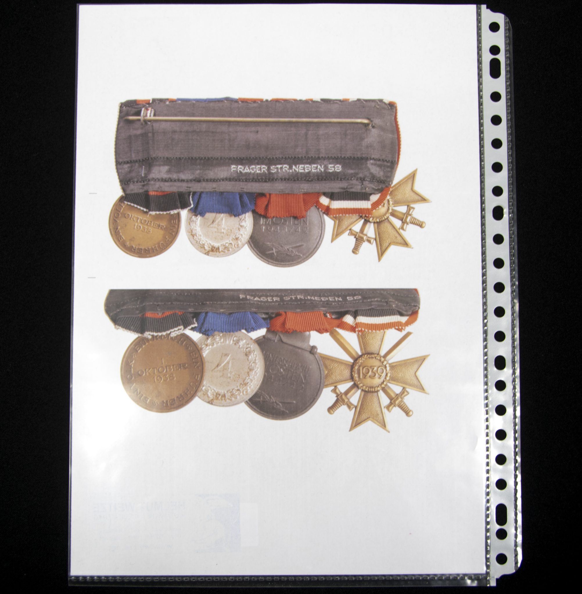 German WWII medalbar with KVK2, Ostmedaille, Heer Dienstauszeichnung, Sudeten Annexation medal (MM "Prager Str. Neben 58") - Image 14