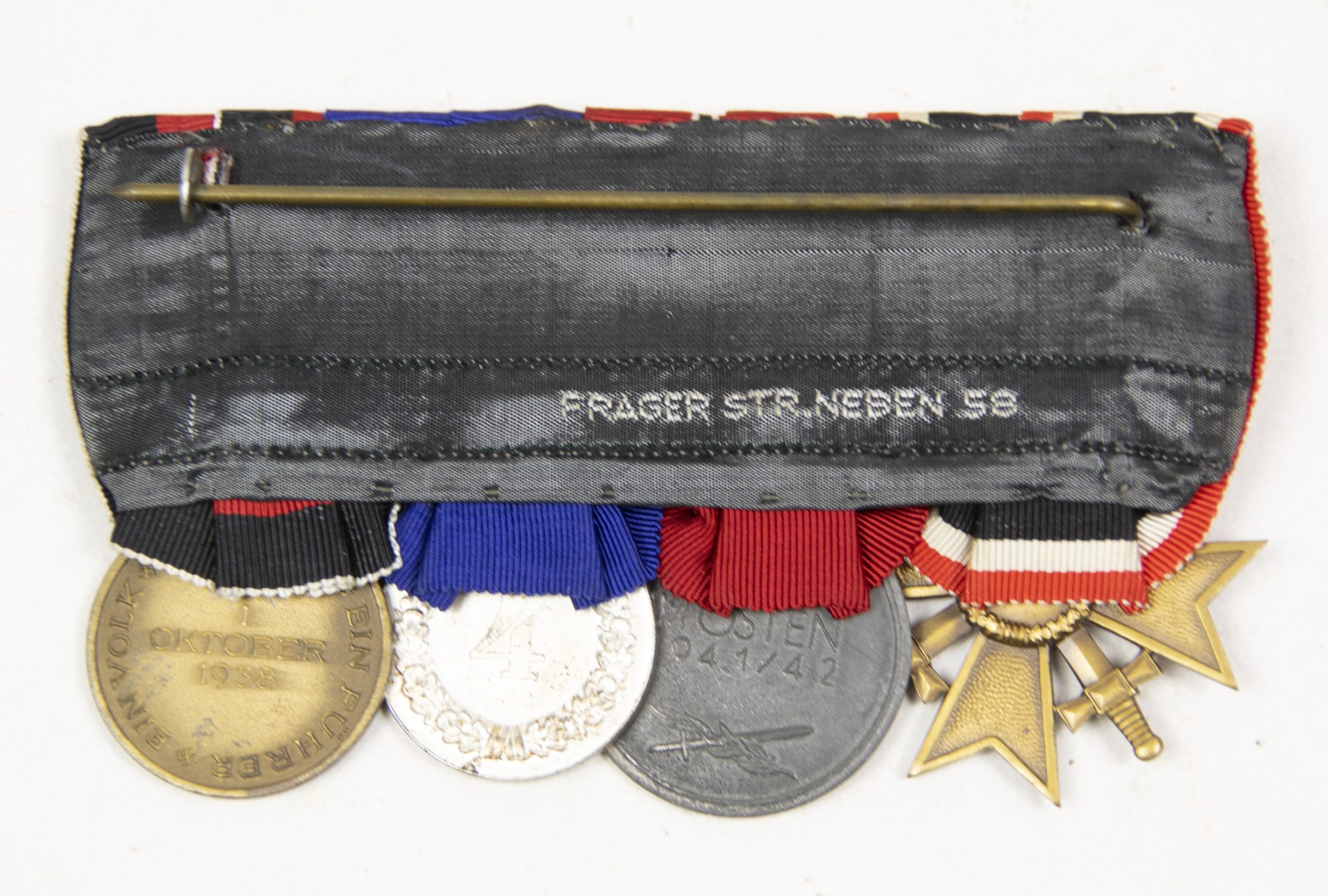 German WWII medalbar with KVK2, Ostmedaille, Heer Dienstauszeichnung, Sudeten Annexation medal (MM "Prager Str. Neben 58") - Image 7