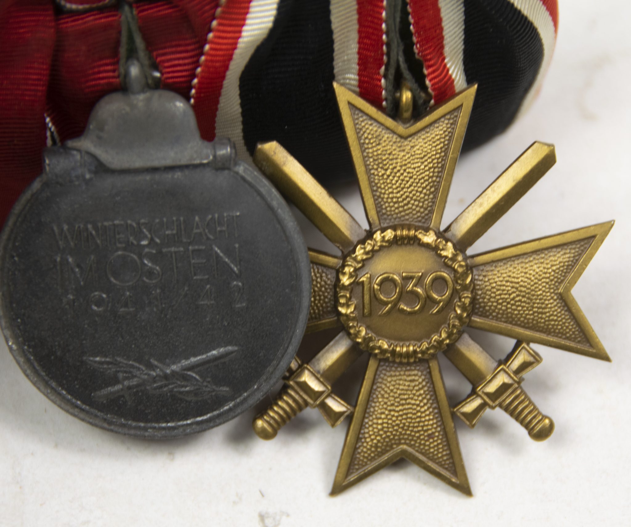 German WWII medalbar with KVK2, Ostmedaille, Heer Dienstauszeichnung, Sudeten Annexation medal (MM "Prager Str. Neben 58") - Image 9
