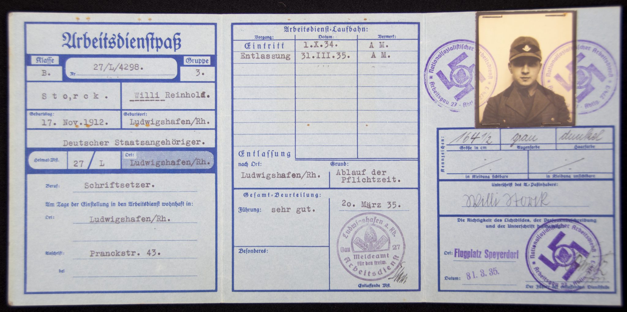 Freiwilliger Arbeitsdienst (FAD) Arbeitspass + passphoto (2)