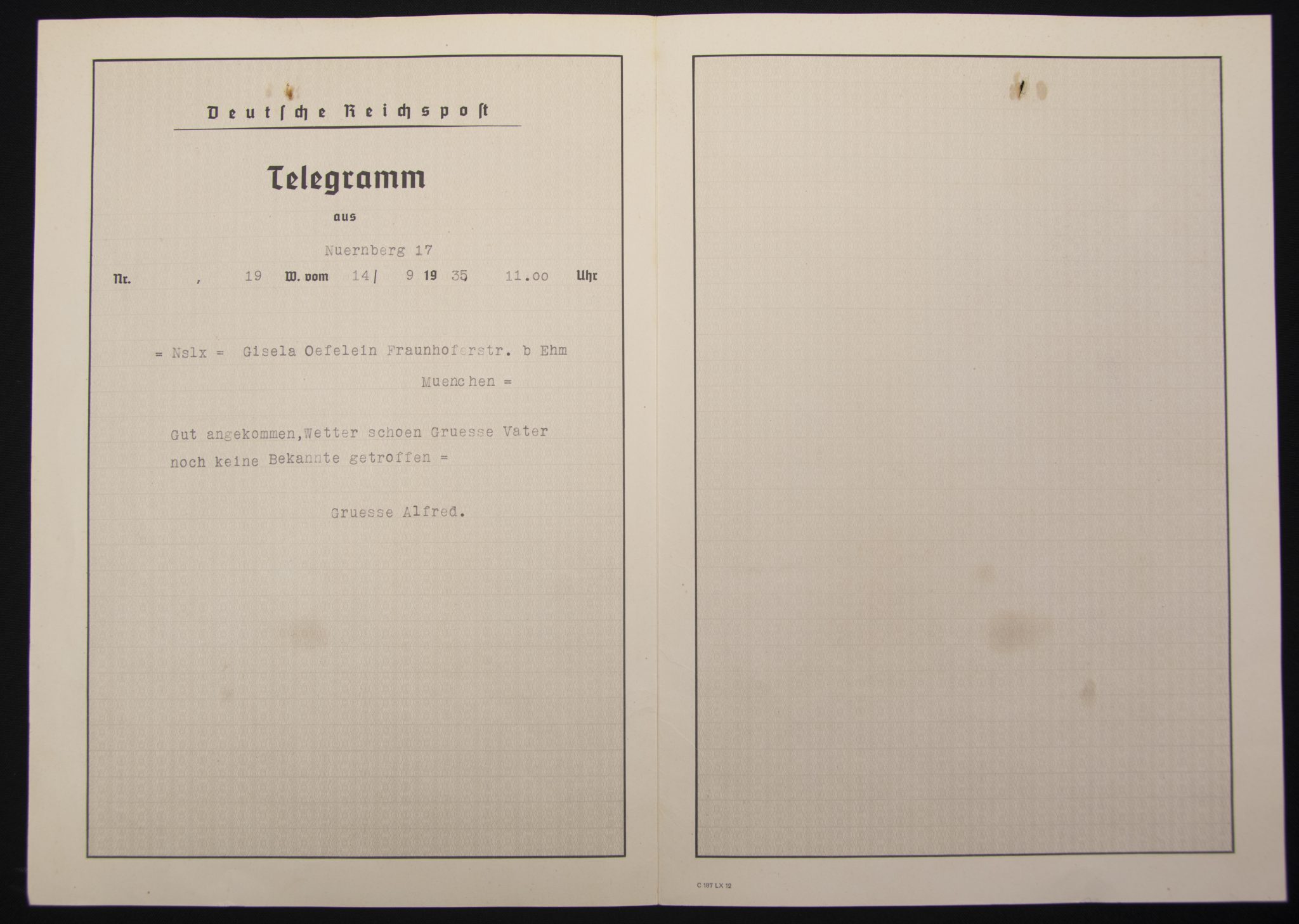 Hitlerjugend (HJ) Reichsparteitag telegram with postal enveloppe (design Ludwig Hohlwein) (1935)
