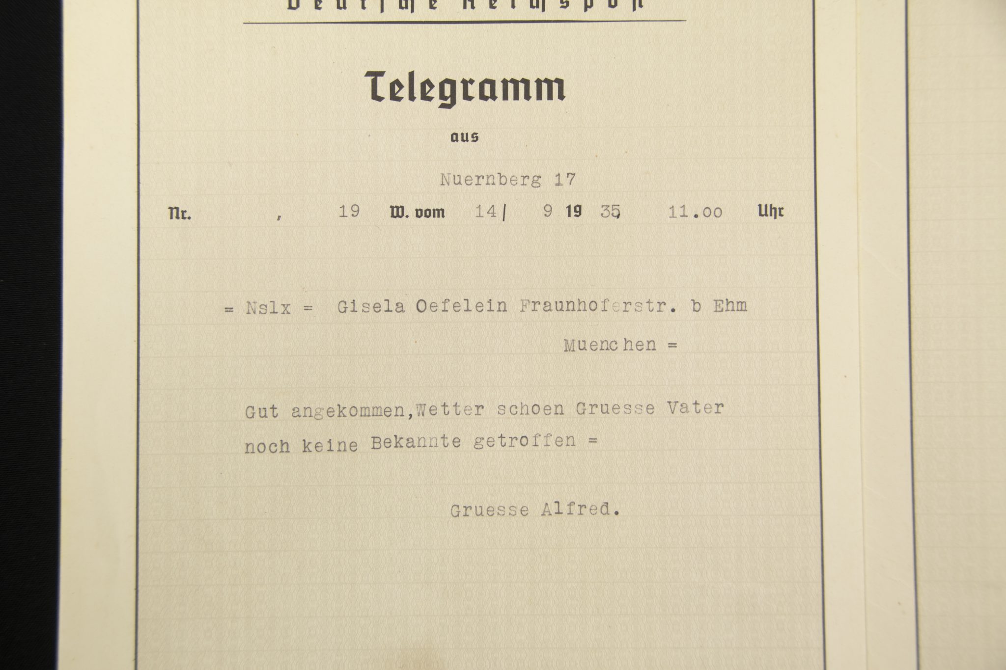 Hitlerjugend (HJ) Reichsparteitag telegram with postal enveloppe (design Ludwig Hohlwein) (1935)