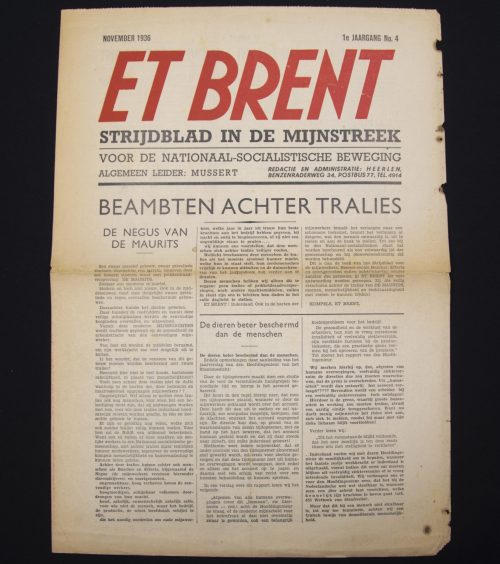 (NSB) Et Brent (It Burns) - Strijdblad in de Mijnstreek voor de Nationaal Socialistische Beweging (1936) - UTRARARE!!!!