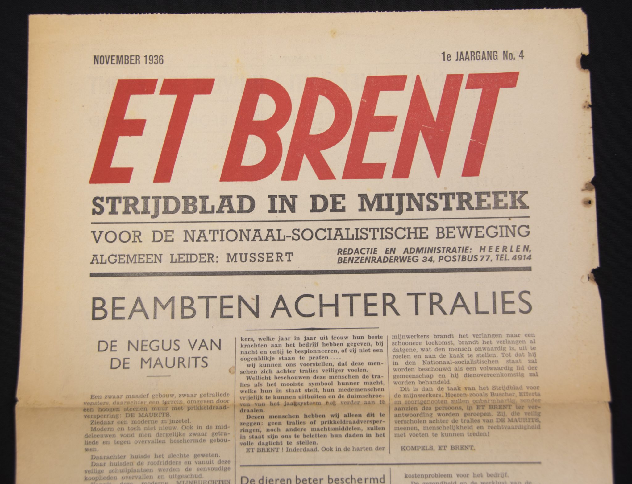 (NSB) Et Brent (It Burns) – Strijdblad in de Mijnstreek voor de Nationaal Socialistische Beweging (1937) – UTRARARE!!!! (NSB) Et Brent (It Burns) - Strijdblad in de Mijnstreek voor de Nationaal Socialistische Beweging (1936) - UTRARARE!!!!