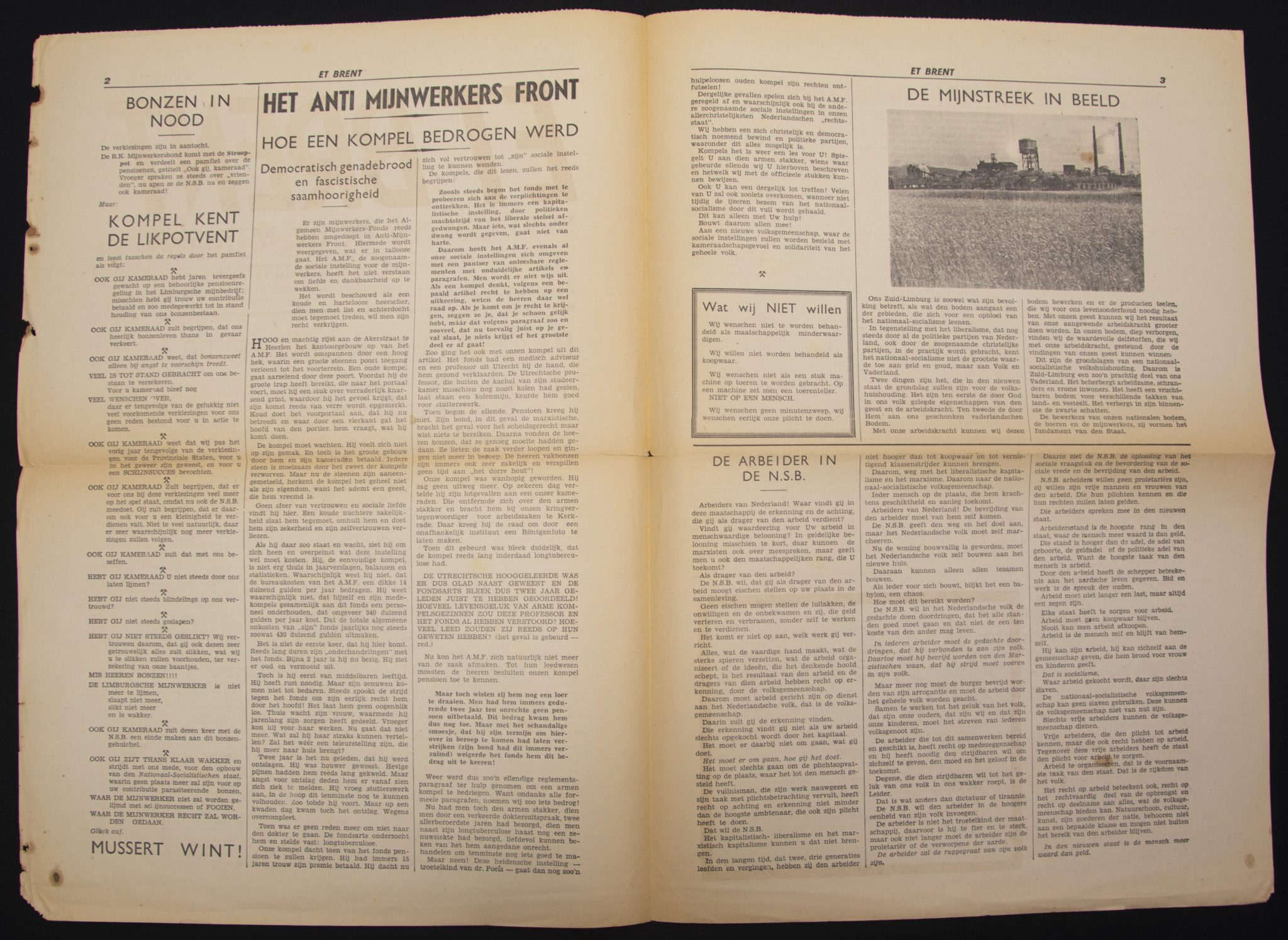 (NSB) Et Brent (It Burns) - Strijdblad in de Mijnstreek voor de Nationaal Socialistische Beweging (1936) - UTRARARE!!!!
