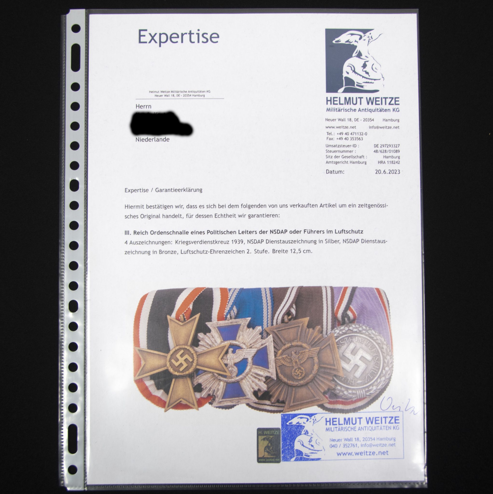 NSDAP medalbar with NSDAP Dienstauszeichnung 15 + 10 Jahre, KVK2, Luftschutz Ehrenzeichen - RARE - Image 11