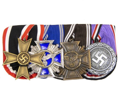 NSDAP medalbar with NSDAP Dienstauszeichnung 15 + 10 Jahre, KVK2, Luftschutz Ehrenzeichen - RARE