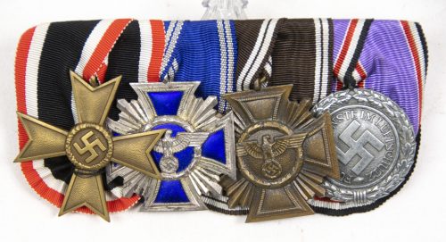 NSDAP medalbar with NSDAP Dienstauszeichnung 15 + 10 Jahre, KVK2, Luftschutz Ehrenzeichen - RARE