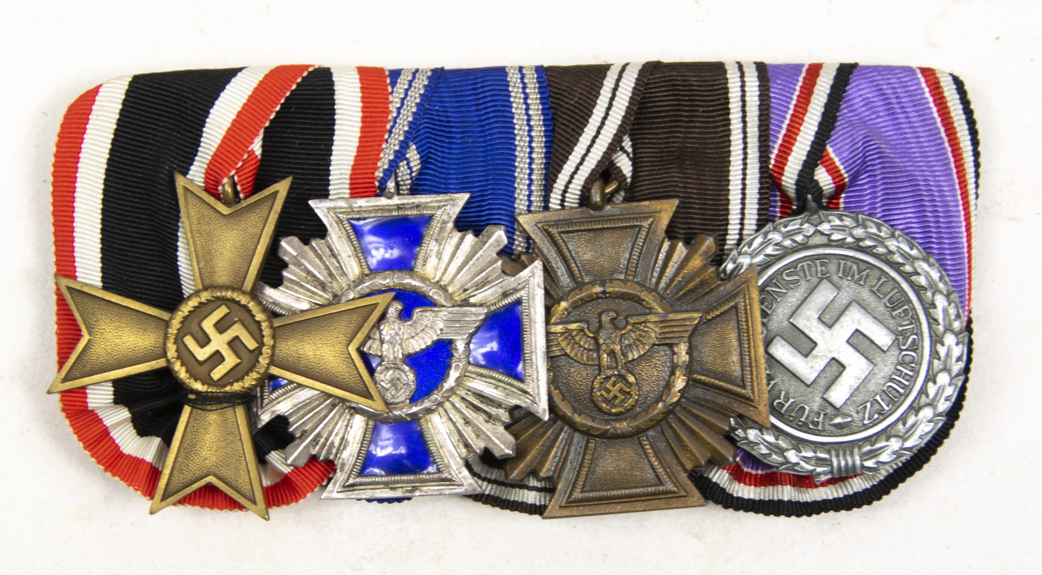 NSDAP medalbar with NSDAP Dienstauszeichnung 15 + 10 Jahre, KVK2, Luftschutz Ehrenzeichen - RARE - Image 3