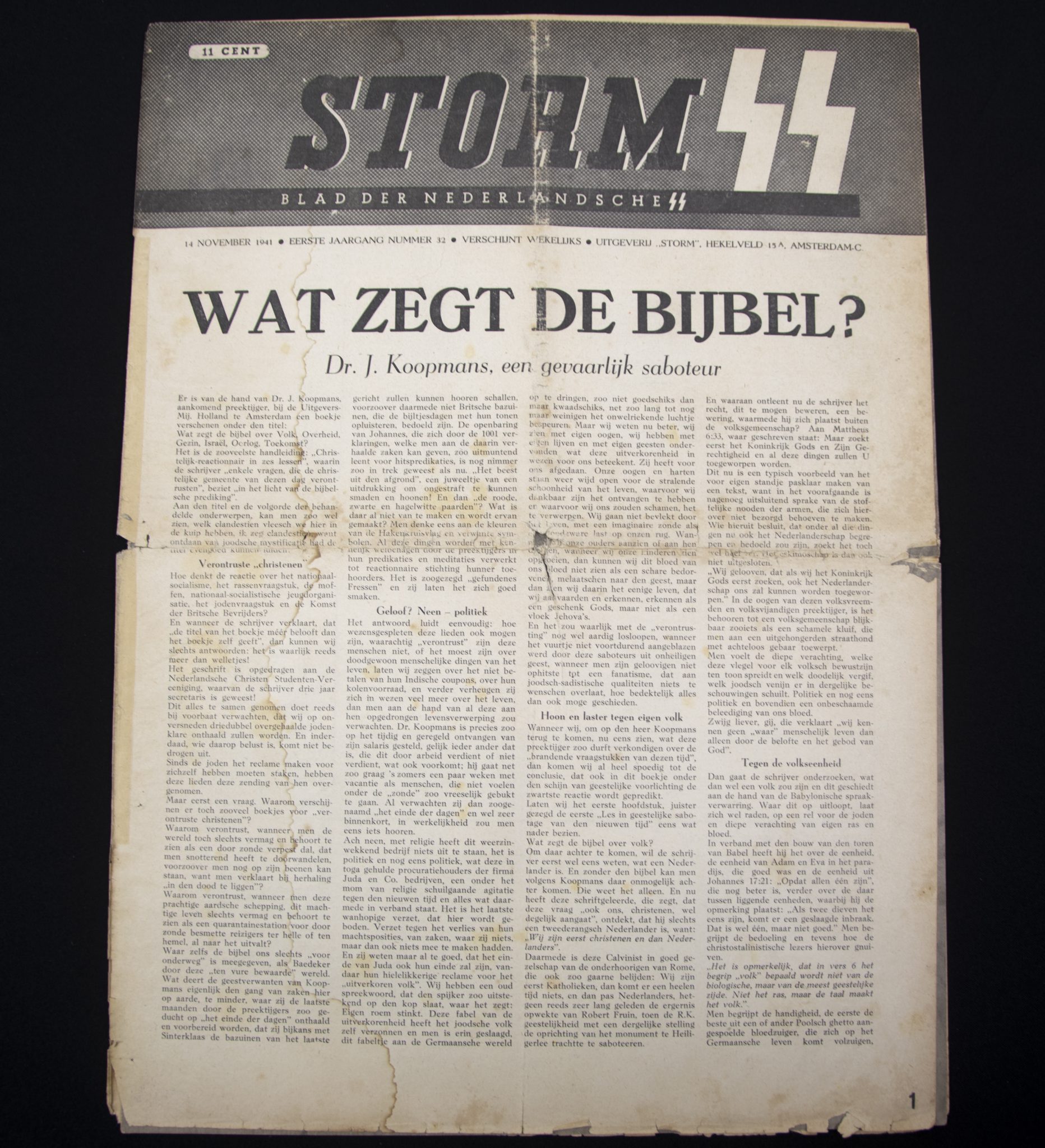 (Newspaper) Storm SS – Eerste Jrg. Nr. 32 – 14 november 1941