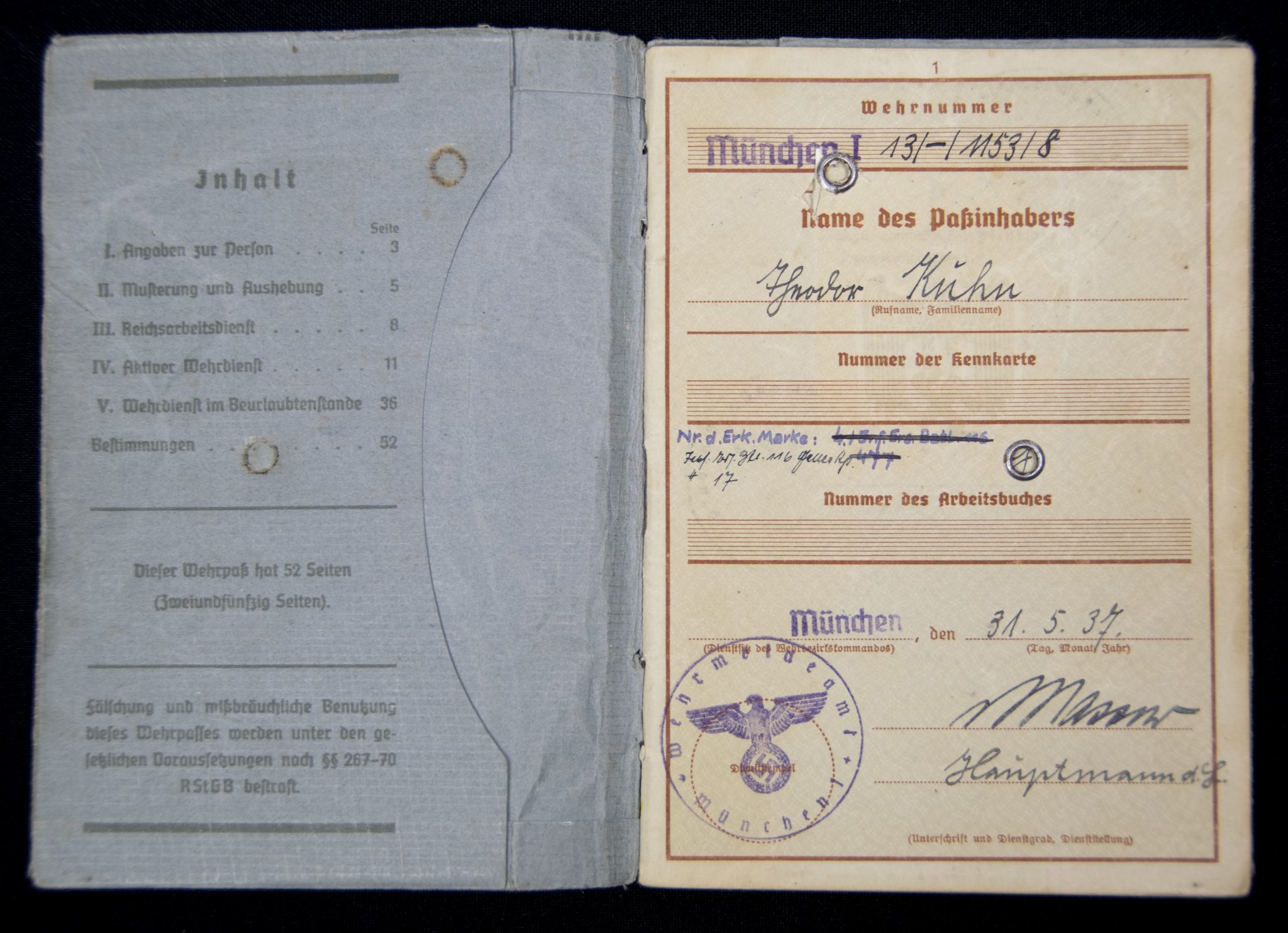 Wehrpass 4./E. (M.G.) Kp. 116 (1939) with EK2 + VWA Black - Image 6