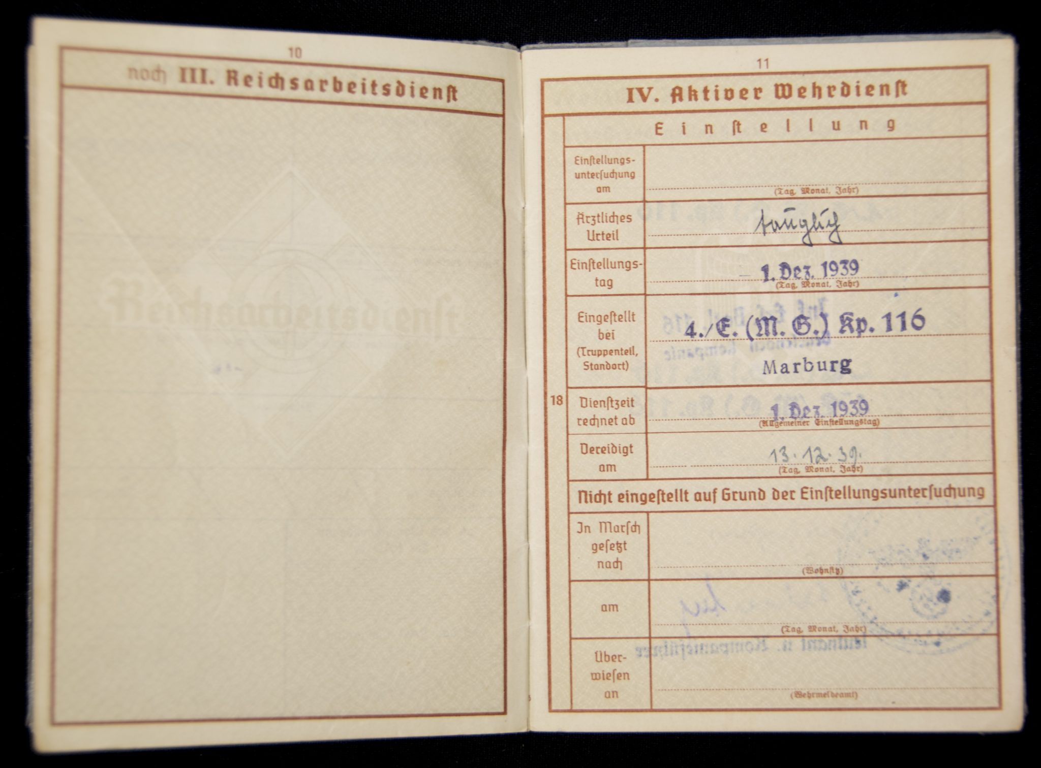 Wehrpass 4./E. (M.G.) Kp. 116 (1939) with EK2 + VWA Black - Image 12