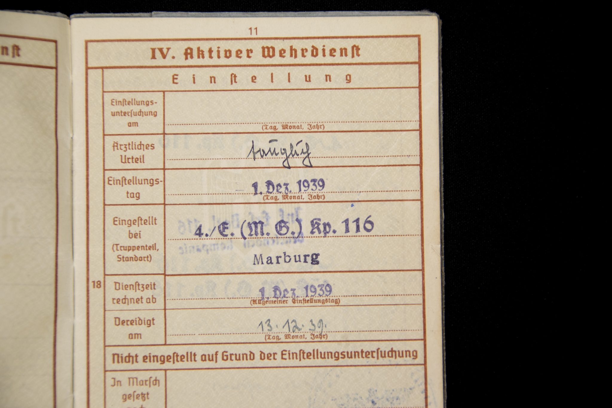 Wehrpass 4./E. (M.G.) Kp. 116 (1939) with EK2 + VWA Black - Image 13