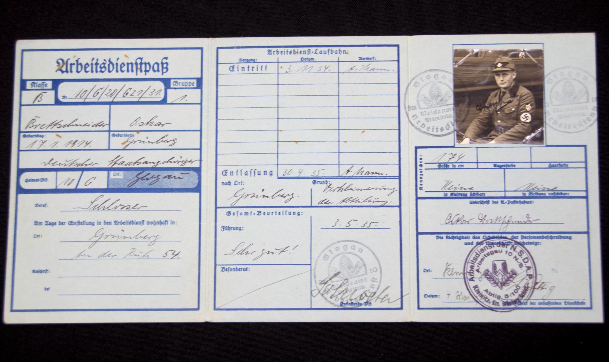 Freiwilliger Arbeitsdienst (FAD) Arbeitspass + passphoto (2)