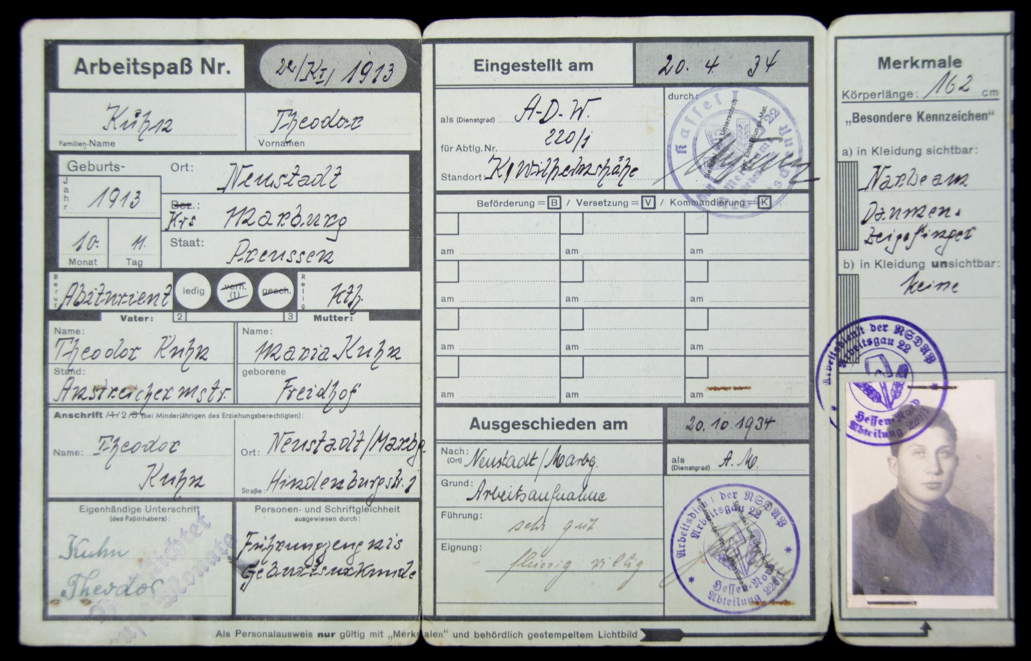 Freiwilliger Arbeitsdienst (FAD) Arbeitspass + passphoto (2)