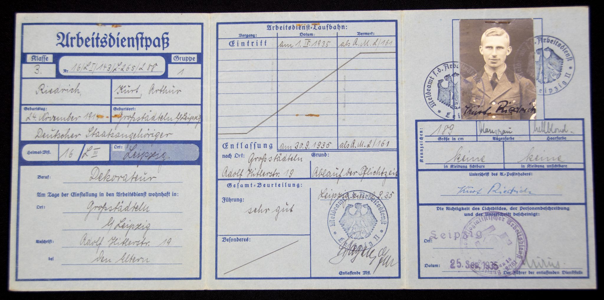 Freiwilliger Arbeitsdienst (FAD) Arbeitspass + passphoto (2)