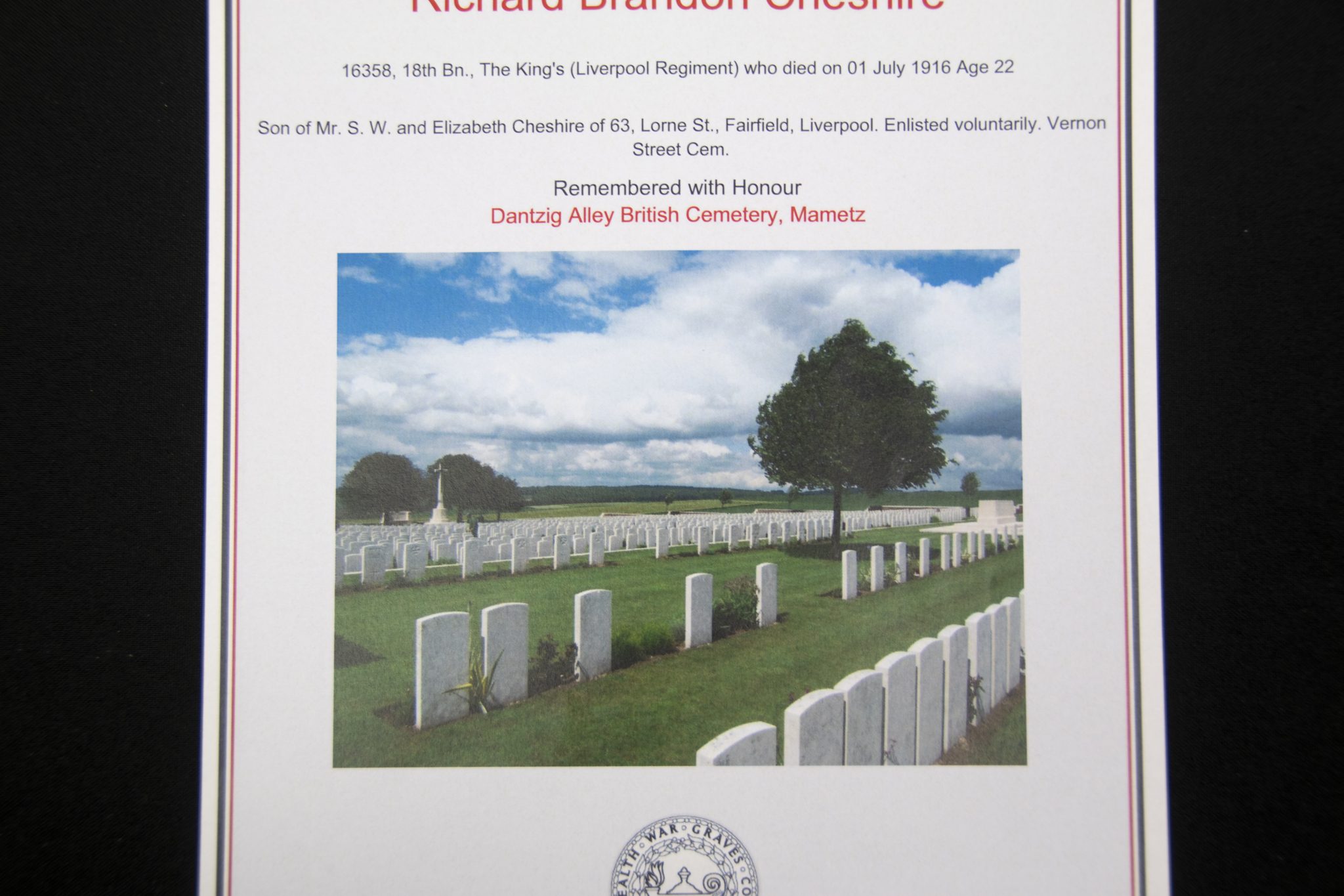 (British Army) First Day of the Somme 1 July 1916 - 1914-15 Star of Private Richard Brandon Chesire, 16358, 18th Bn., The King's Liverpool Regiment - Image 14