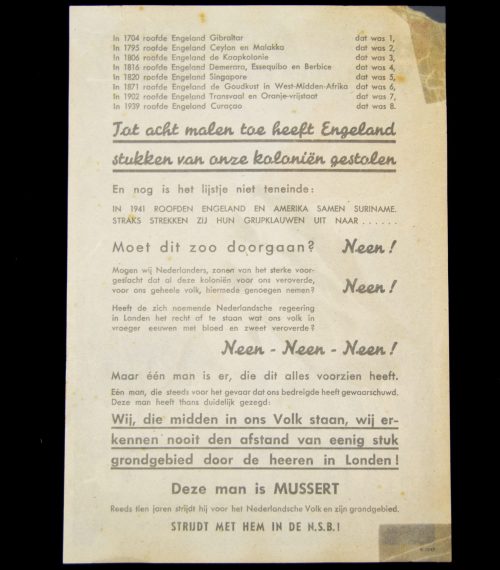 (FlyerPamphlet) NSB Eens met bloed en zweet verworven voor ons volk