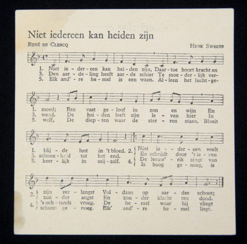 (Lyrics sheet) SS-Lied der Trouwe + Niet iedereen kan heiden zijn