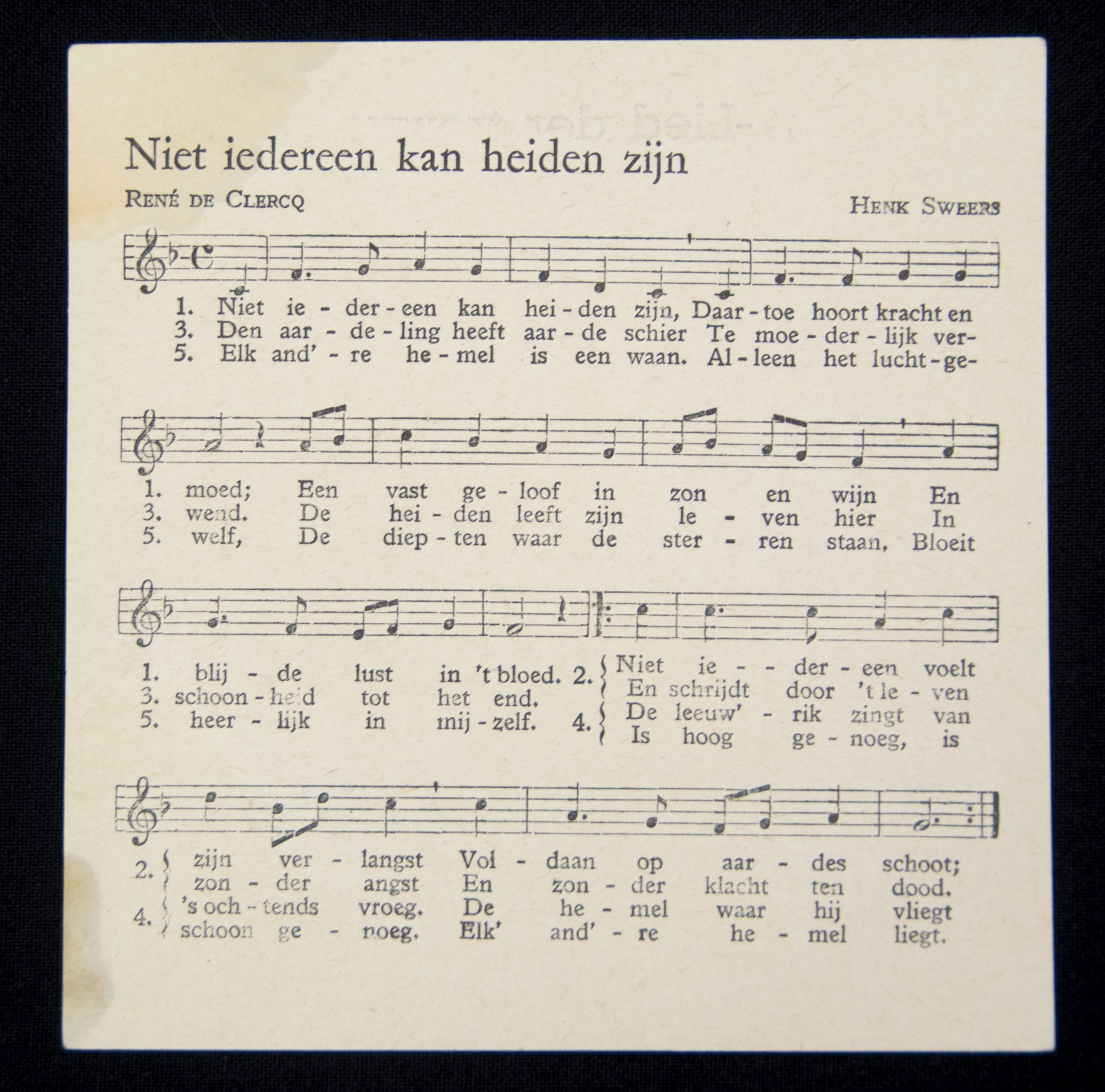 (Lyrics sheet) SS-Lied der Trouwe + Niet iedereen kan heiden zijn (1) (Lyrics sheet) SS-Lied der Trouwe + Niet iedereen kan heiden zijn