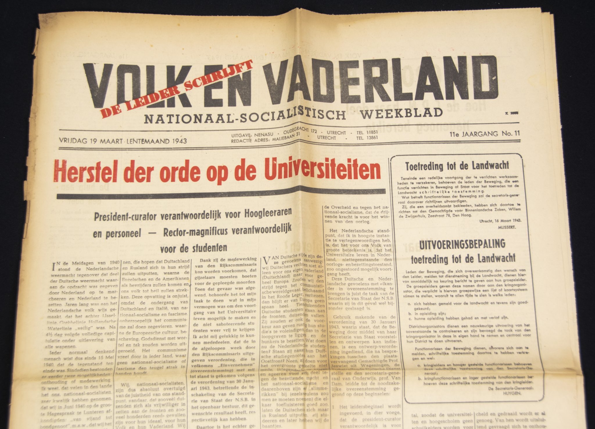 (Newspaper) NSB – Volk en Vaderland – 11e jrg. No.11 (1)