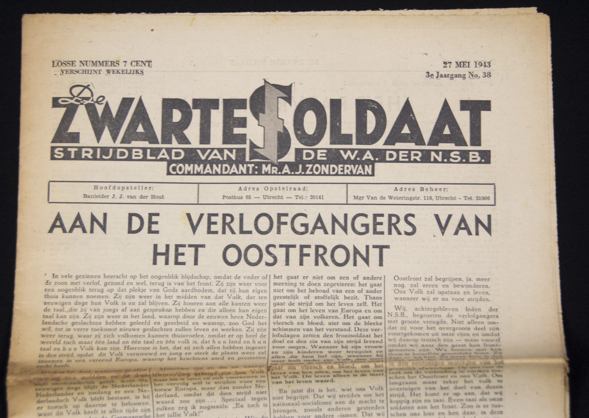 (Newspaper) NSBWA De Zwarte Soldaat – 3e Jrg. No.38 – rare (1)