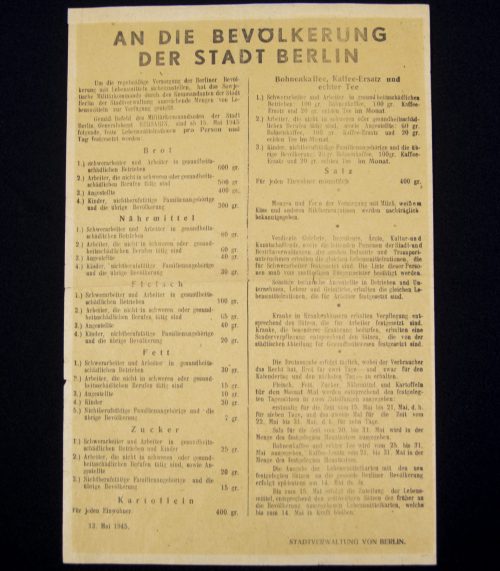 (Pamphlet) An die bevölkerung der Stadt Berlin - May 1945