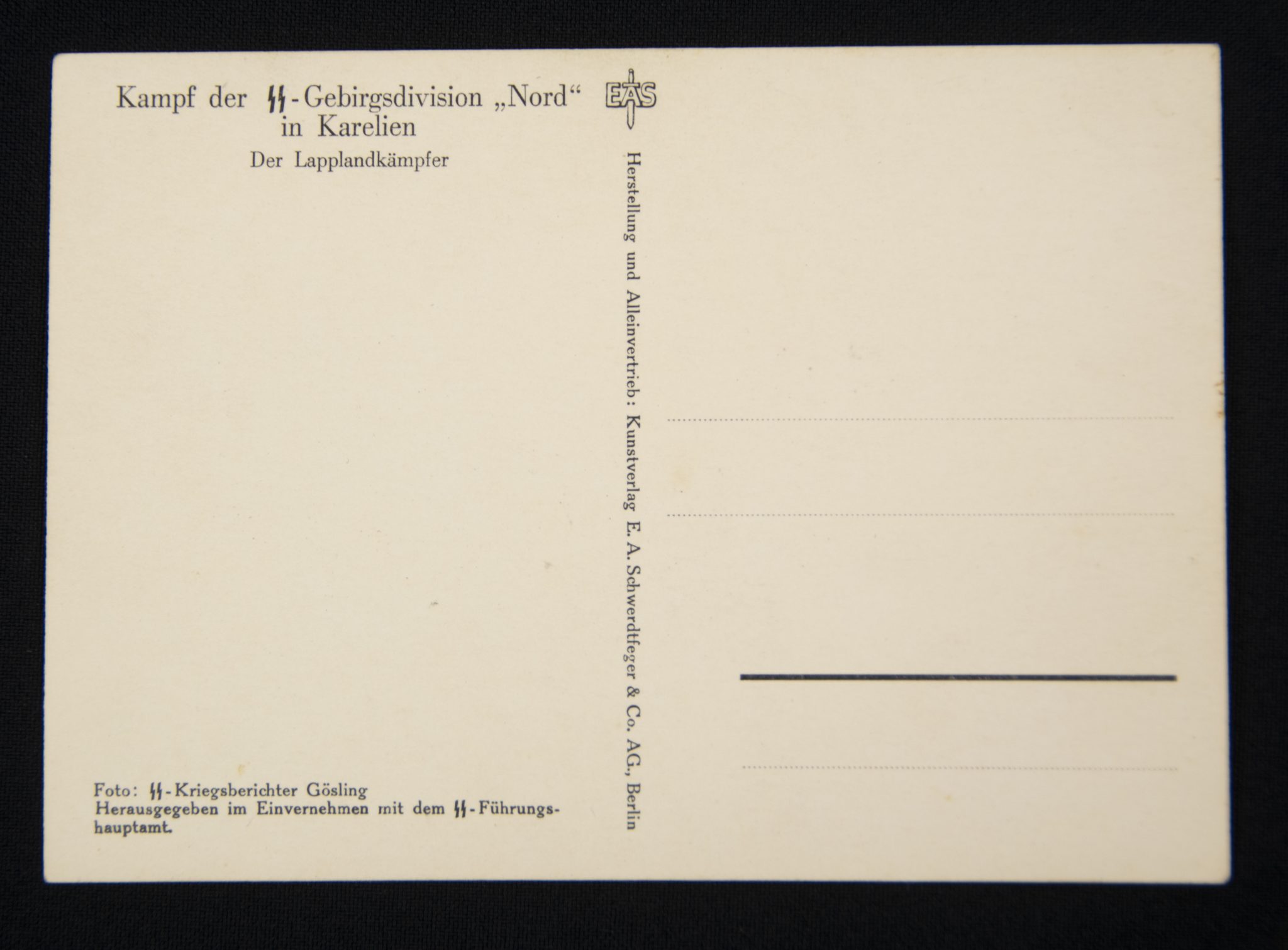 (Postcard) Kampf der SS-Gebirgsdivision Nord in Karelien – Der Lapplandkämpfer (1) (Postcard) Kampf der SS-Gebirgsdivision Nord in Karelien - Der Lapplandkämpfer