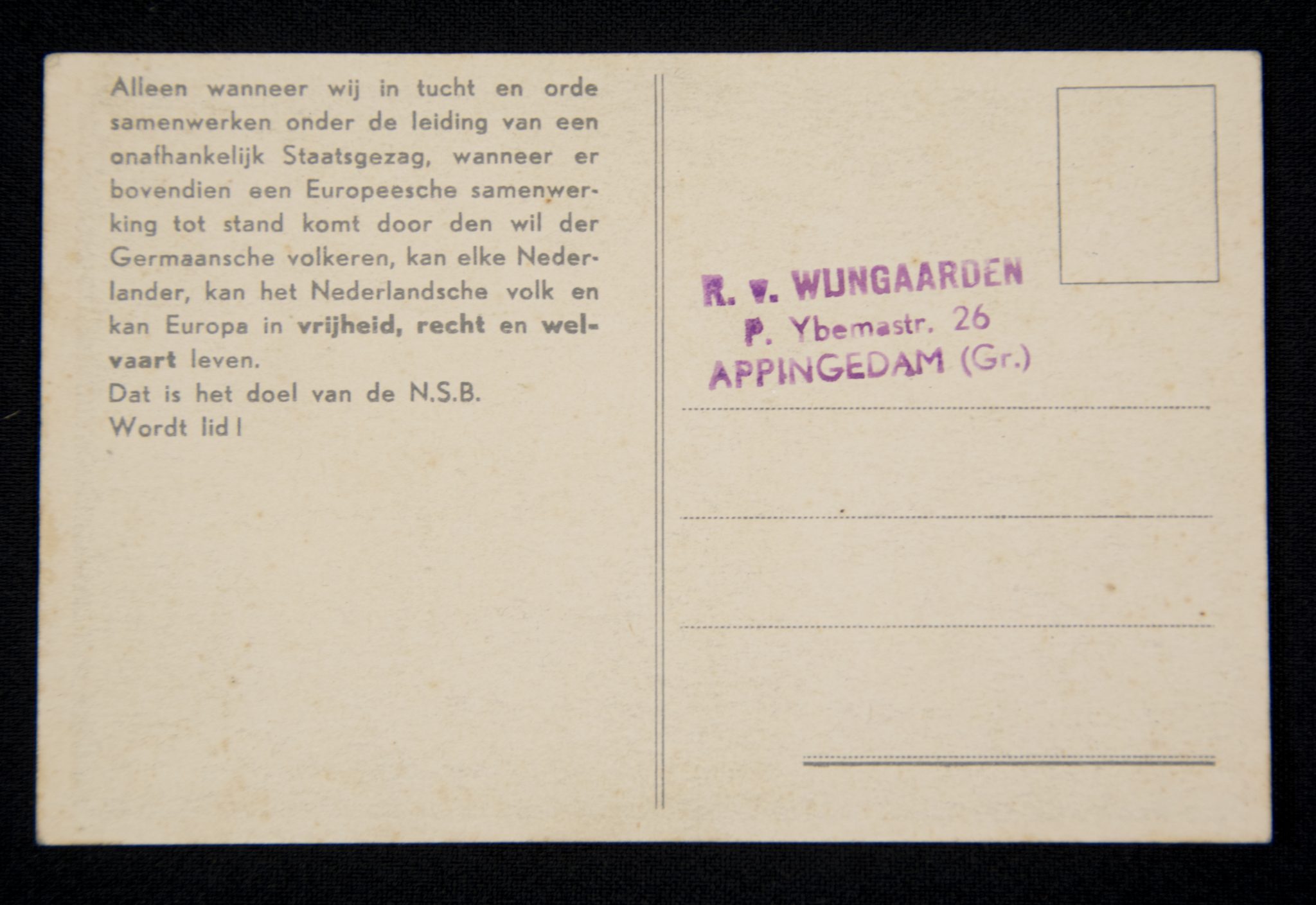 (Postcard) NSB Met Mussert Hou-Zee (2) (Postcard) NSB Met Mussert Hou-Zee