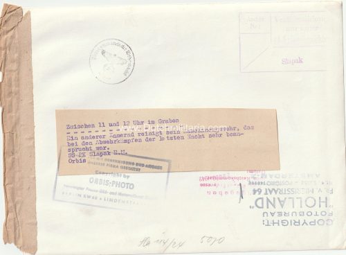 (Pressphoto) SS-PK Slapak Ein anderer Kamerad reinigt sein Maschinengewehr (24x18cm)