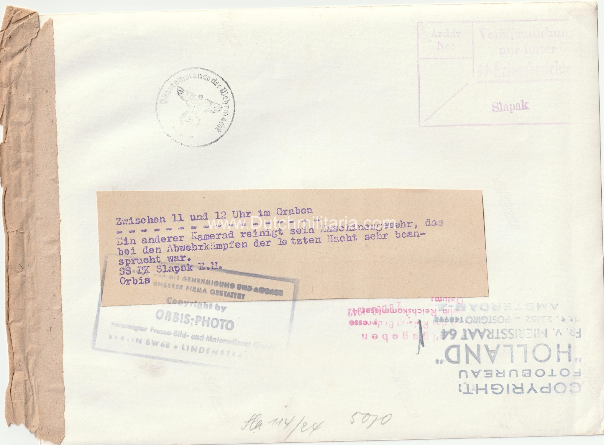 (Pressphoto) SS-PK Slapak Ein anderer Kamerad reinigt sein Maschinengewehr (24x18cm) (2) (Pressphoto) SS-PK Slapak Ein anderer Kamerad reinigt sein Maschinengewehr (24x18cm)