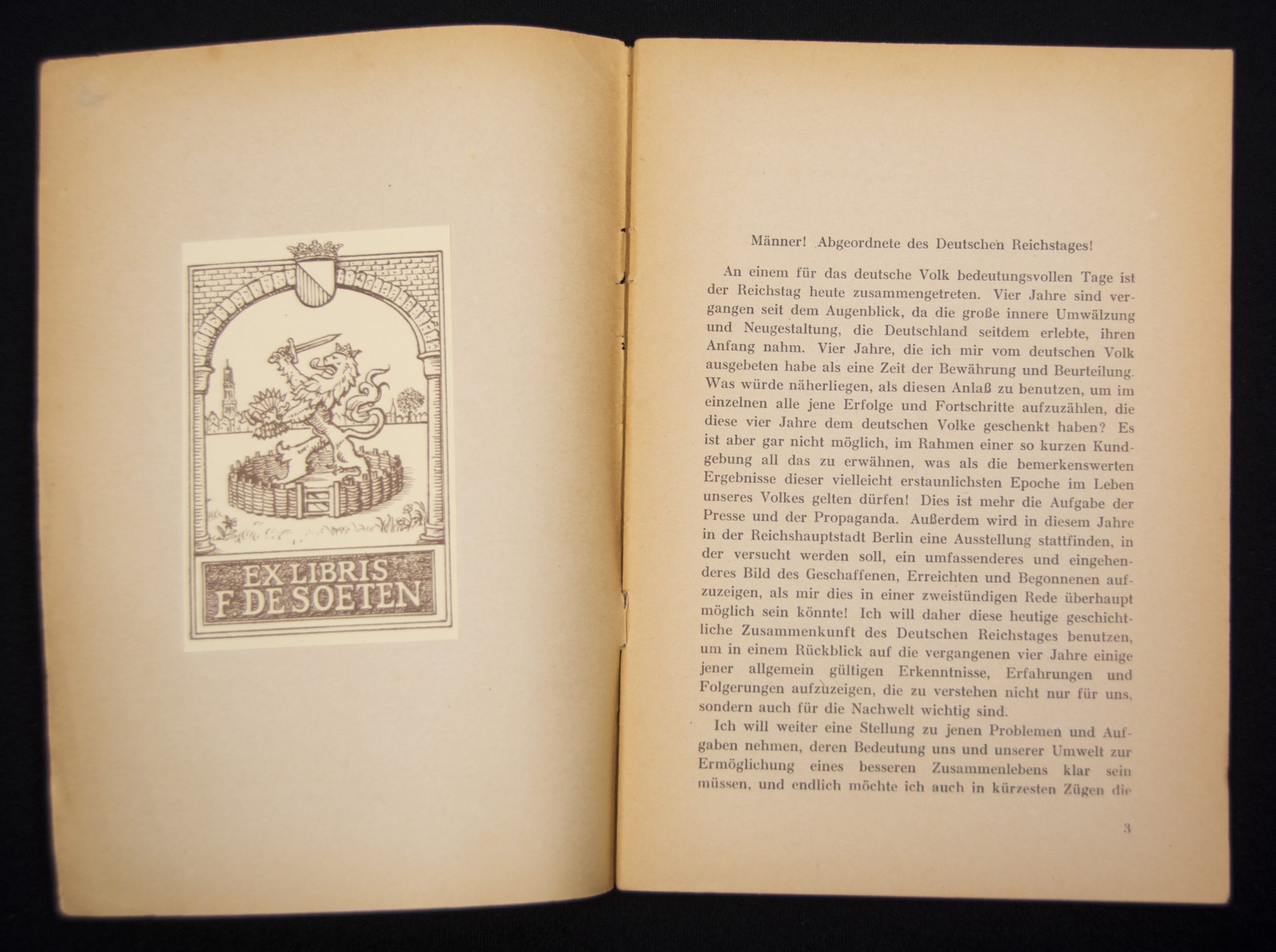 (Brochure) Rede des Fuhrers und Reichskanzlers Adolf Hitler vor dem Reichstag am 3. Januar 1937 (ex De Soeten Collection) (2) (Brochure) Rede des Fuhrers und Reichskanzlers Adolf Hitler vor dem Reichstag am 3. Januar 1937 (ex De Soeten Collection)