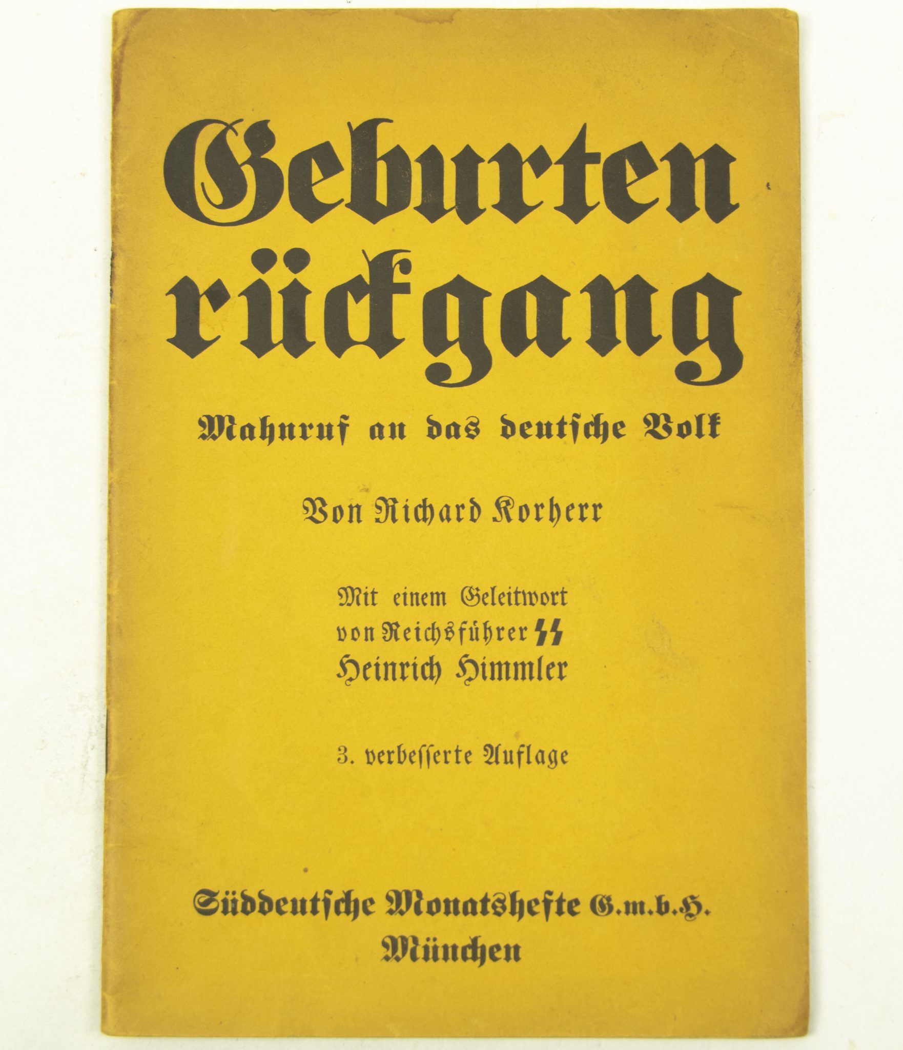 (Brochure) Richard Korherr Geburtenrückgang + Forword by RFSS Himmler (1936) – rare (Brochure) Richard Korherr Geburtenrückgang + Forword by RFSS Himmler (1935) - rare