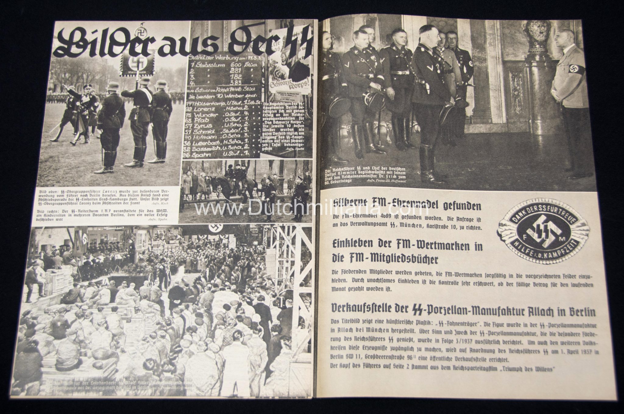 (Magazine) SS-FM Zeitschrift – Reichsführung SS für fördernde Mitglieder – 4. JahrgangFolge 4 (1937) (Allach cover!)