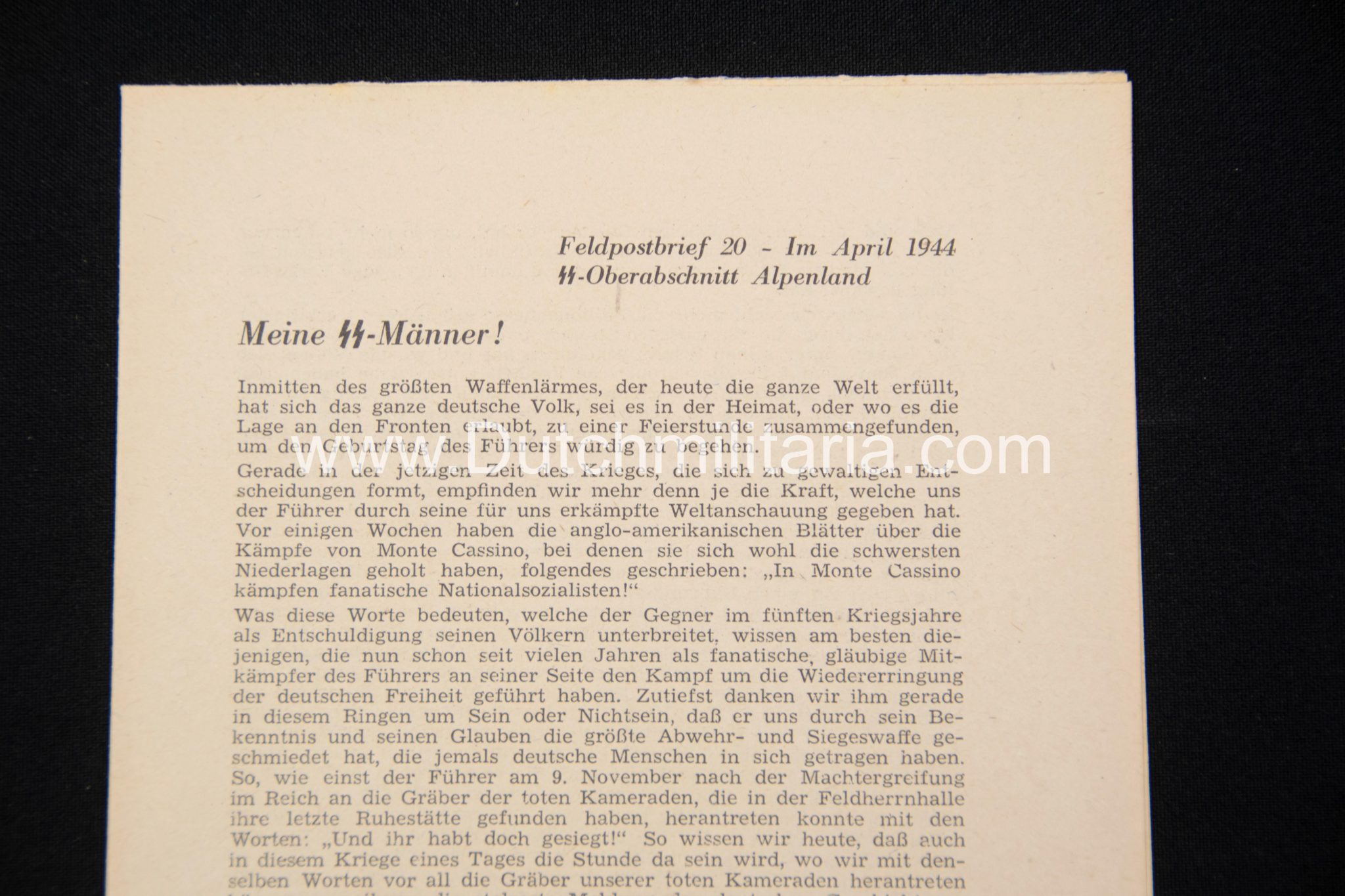 SS-Oberabschnitt Alpenland – Feldpostbrief 20 – Im April 1944 – rare (2) SS-Oberabschnitt Alpenland - Feldpostbrief 20 - Im April 1944 - rare