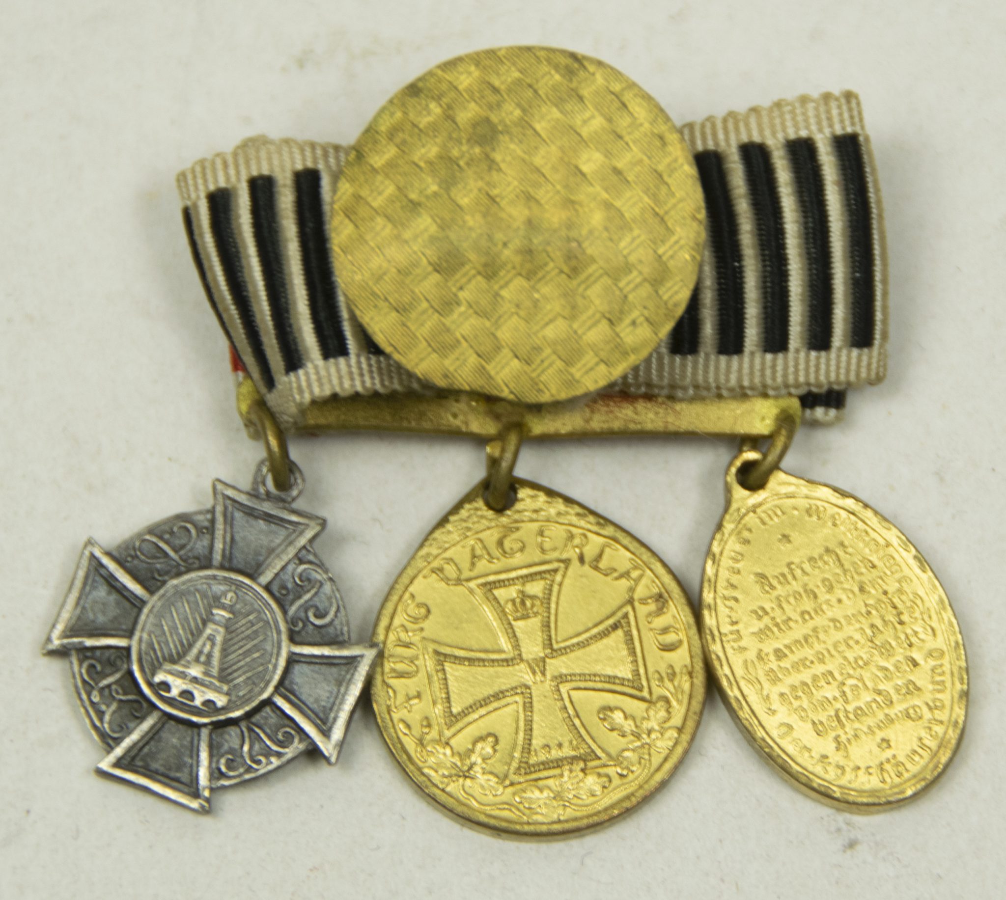 (Weimar Republic) Buttonhole miniature medalbar with Kyffhäuser medal + Ehrenlegion medal + Kyffhäuser cross (4) (Weimar Republic) Buttonhole miniature medalbar with Kyffhäuser medal + Ehrenlegion medal + Kyffhäuser cross